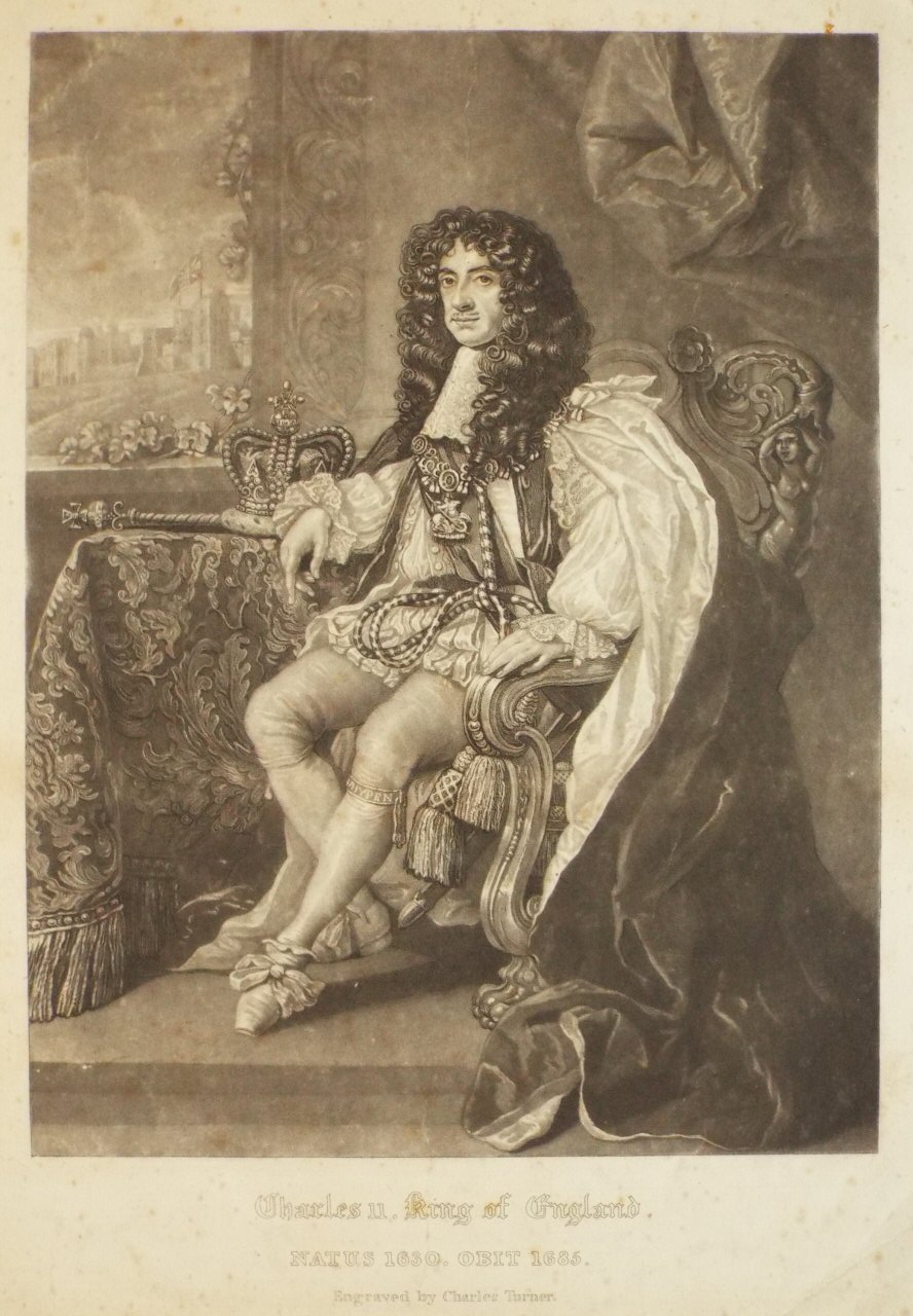 Mezzotint - Charles II, King of England. Natus 1630. Obit 1685. - Turner